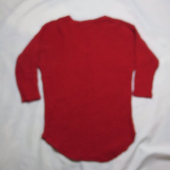 NEW YORK & COMPANY womens SWEATER holiday V-NECK cable TUNIC red SIZE L - Picture 8 of 8